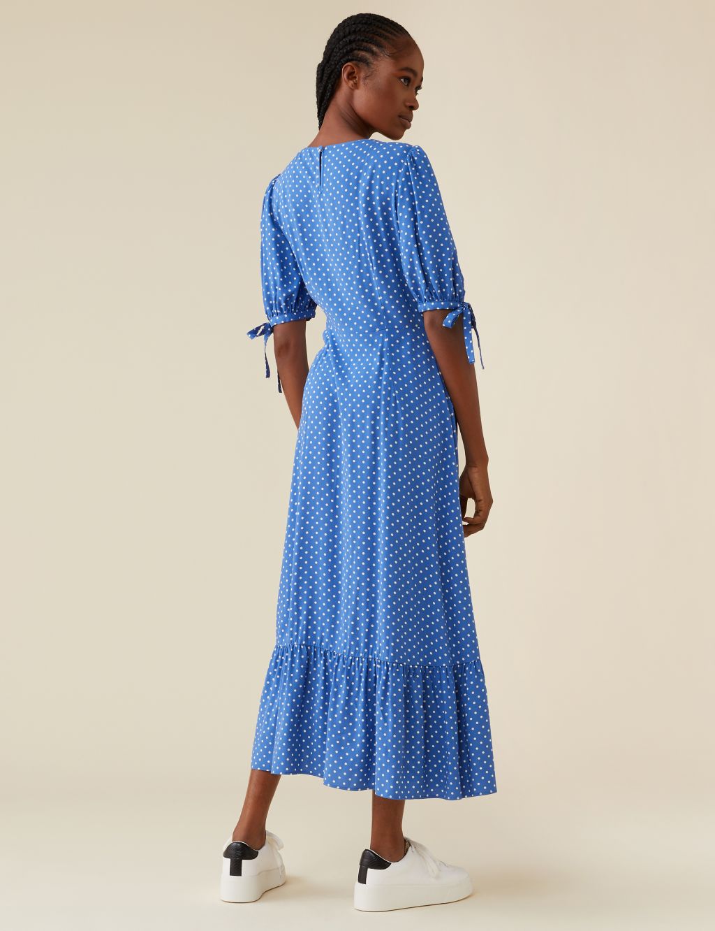 Polka Dot Short Sleeve Midi Tea Dress image 4