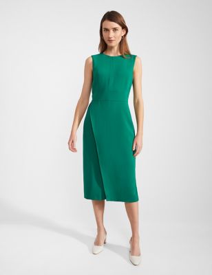 Hobbs Womens Midi Shift Dress - 8 - Green, Green