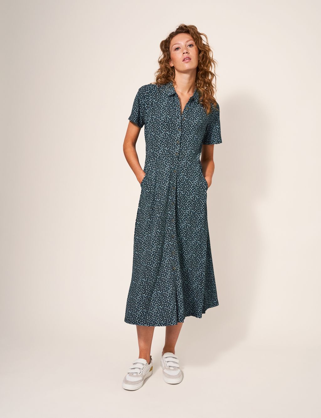 Jersey Printed Midi Shirt Dress image 1