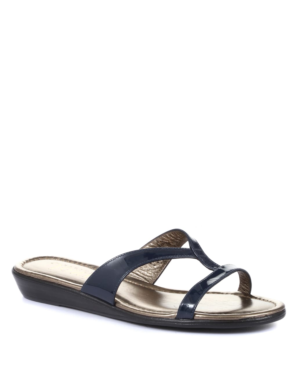 Leather Patent Strappy Flat Mule Sandals image 2