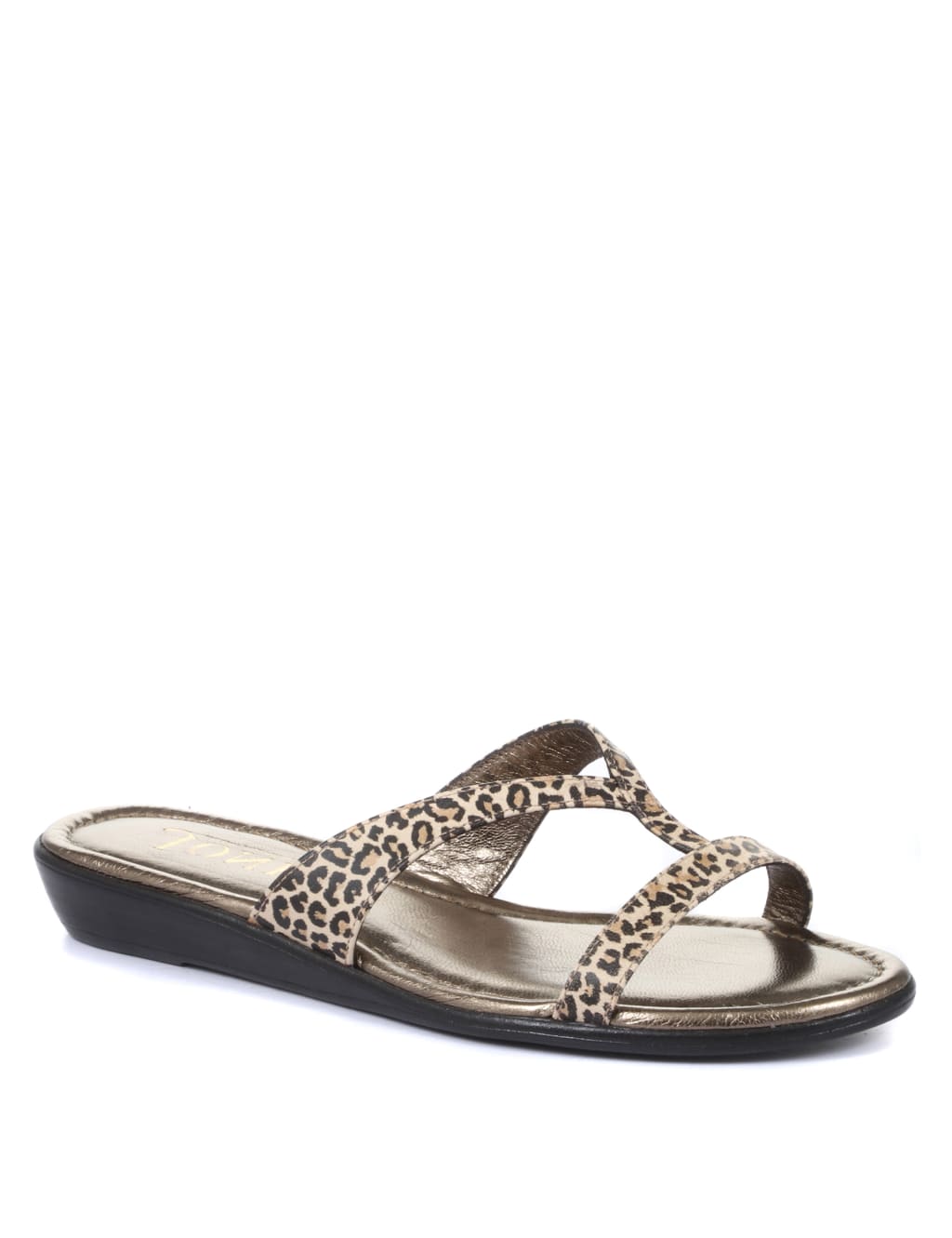 Leather Patent Strappy Flat Mule Sandals image 2