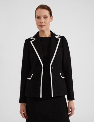Hobbs Womens Single Breasted Blazer with Cotton - 6 - Black Mix, Black Mix