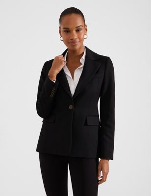 Hobbs Women's Single Breasted Blazer with Wool - 6 - Black, Black