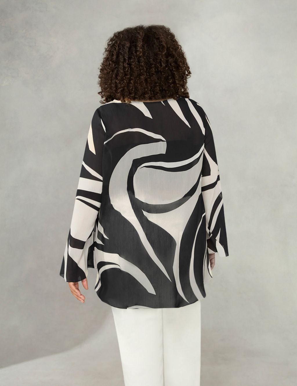 Printed Round Neck Relaxed Blouse image 6