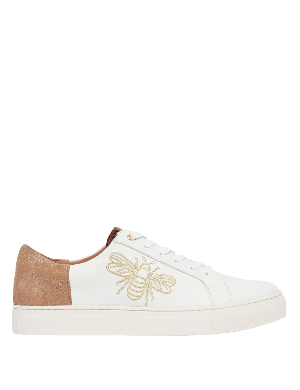 Leather Lace Up Embroidered Trainers image 1