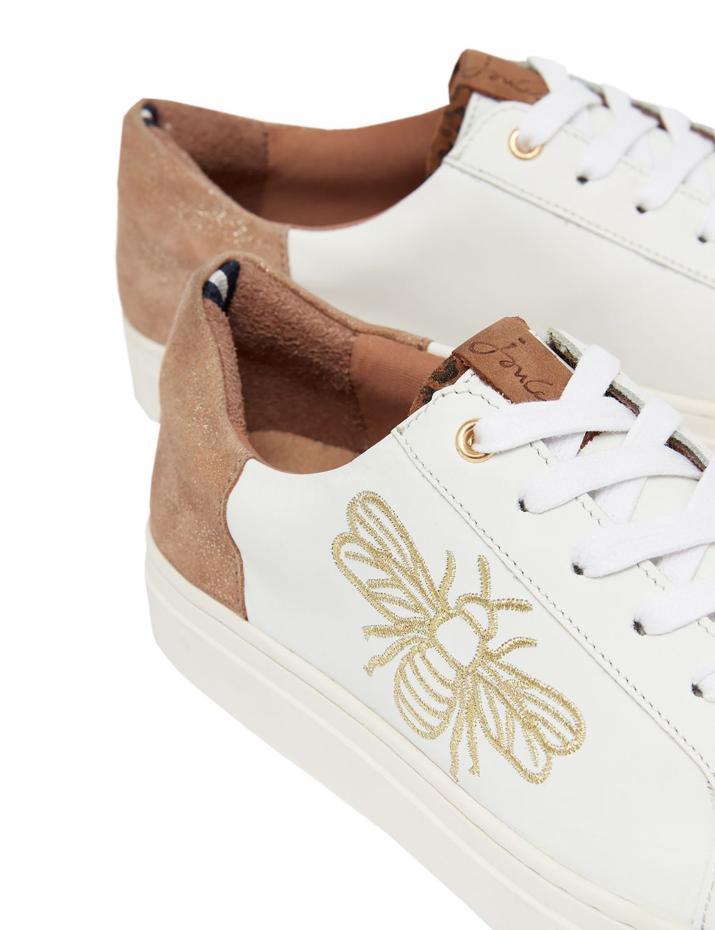 Leather Lace Up Embroidered Trainers image 2