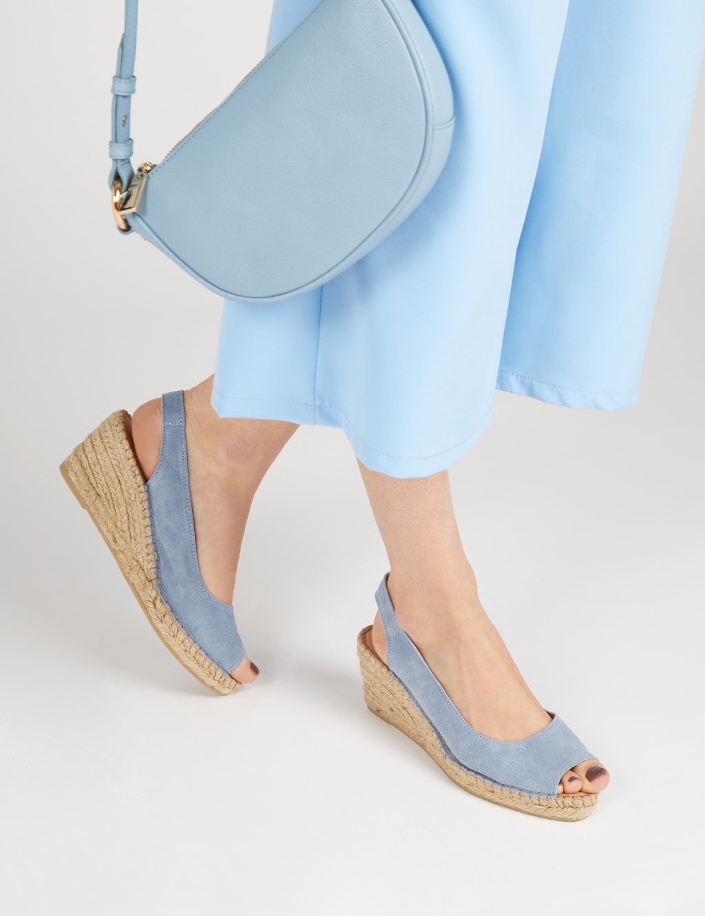 Suede Slingback Wedge Sandals