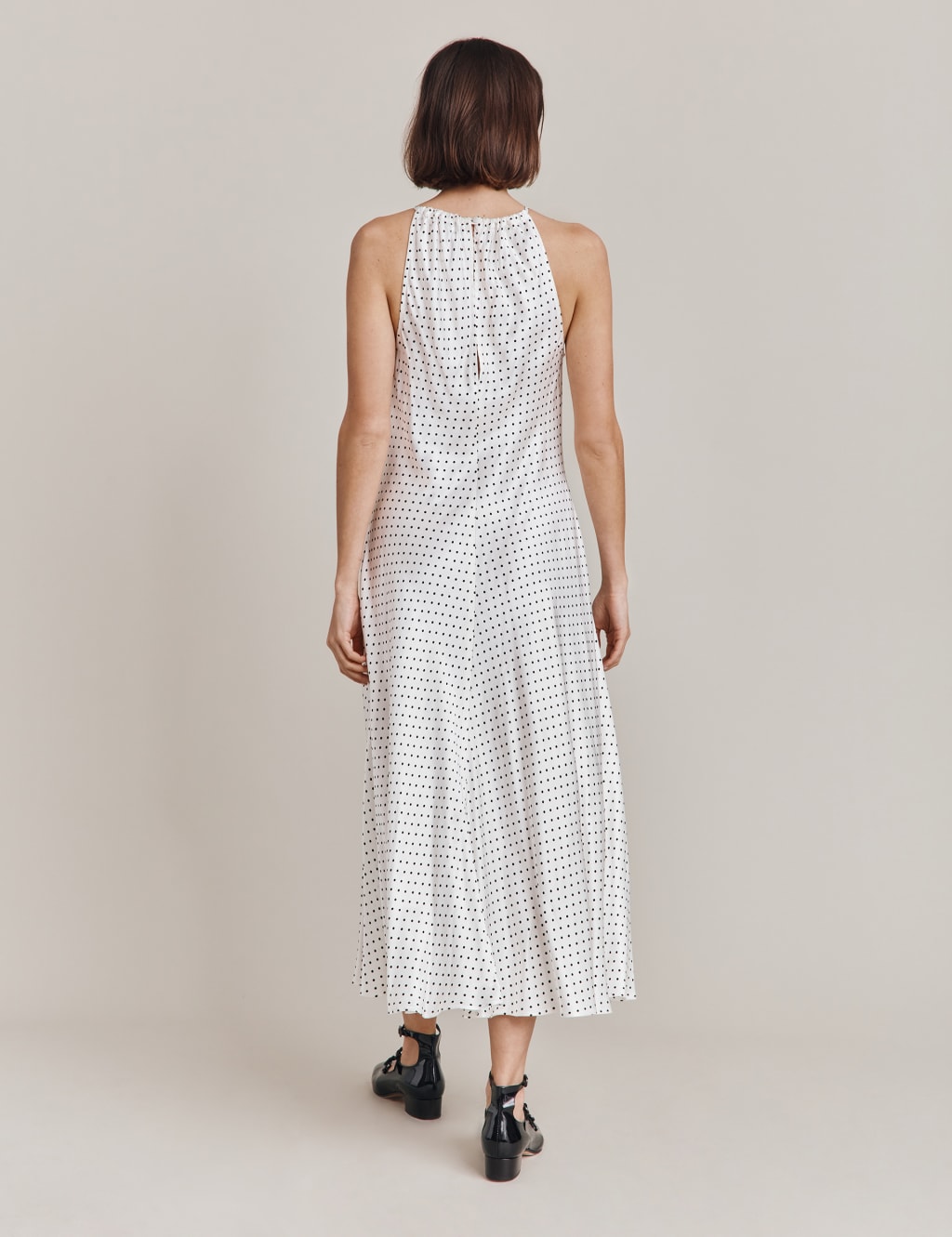 Satin Polka Dot Halter Neck Midaxi Dress image 4