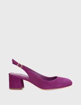 Hobbs Women's Suede Ankle Strap Block Heel Slingback Shoes - 4 - Purple, Purple