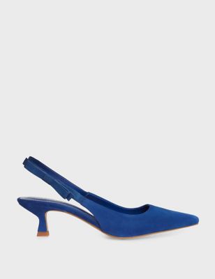 Hobbs Women's Suede Kitten Heel Pointed Slingback Shoes - 3 - Blue, Blue