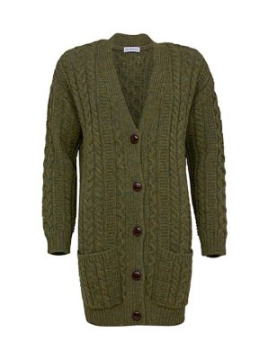 M&S Celtic & Co. Womens Pure Wool Cable Knit Boyfriend Cardigan