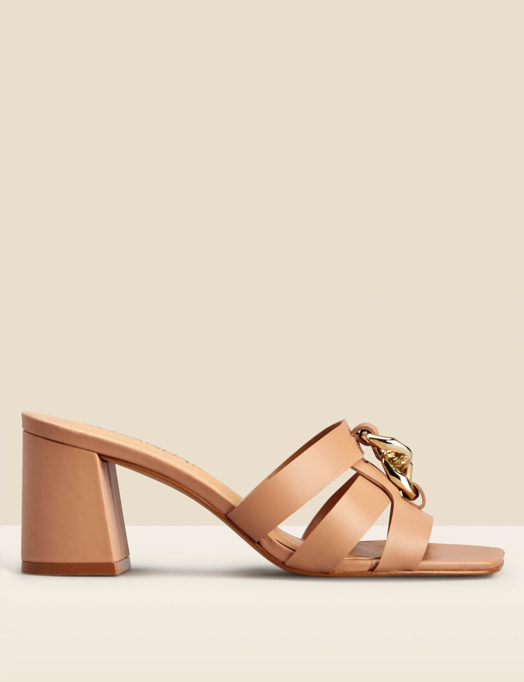 Leather Slip On Block Heel Square Toe Mules image 1