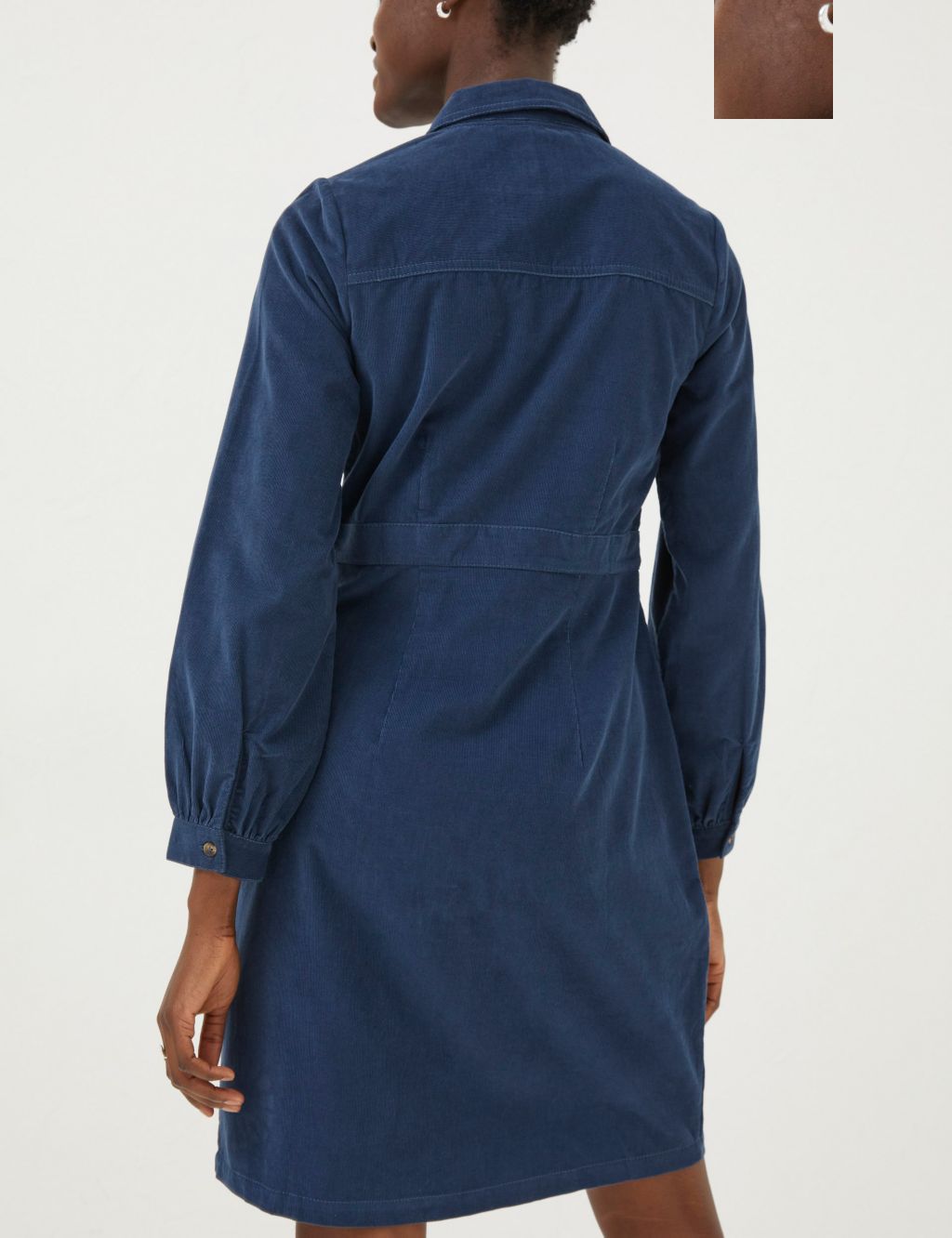 Cord Button Through Knee Length Shirt Dress image 3