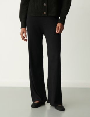 Finery London Womens Knitted Wide Leg Trousers - 14 - Black, Black