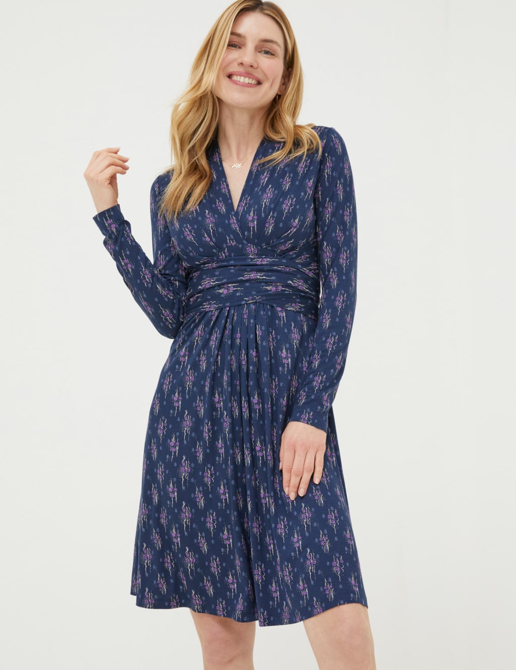 Jersey Printed V-Neck Wrap Dress image 1