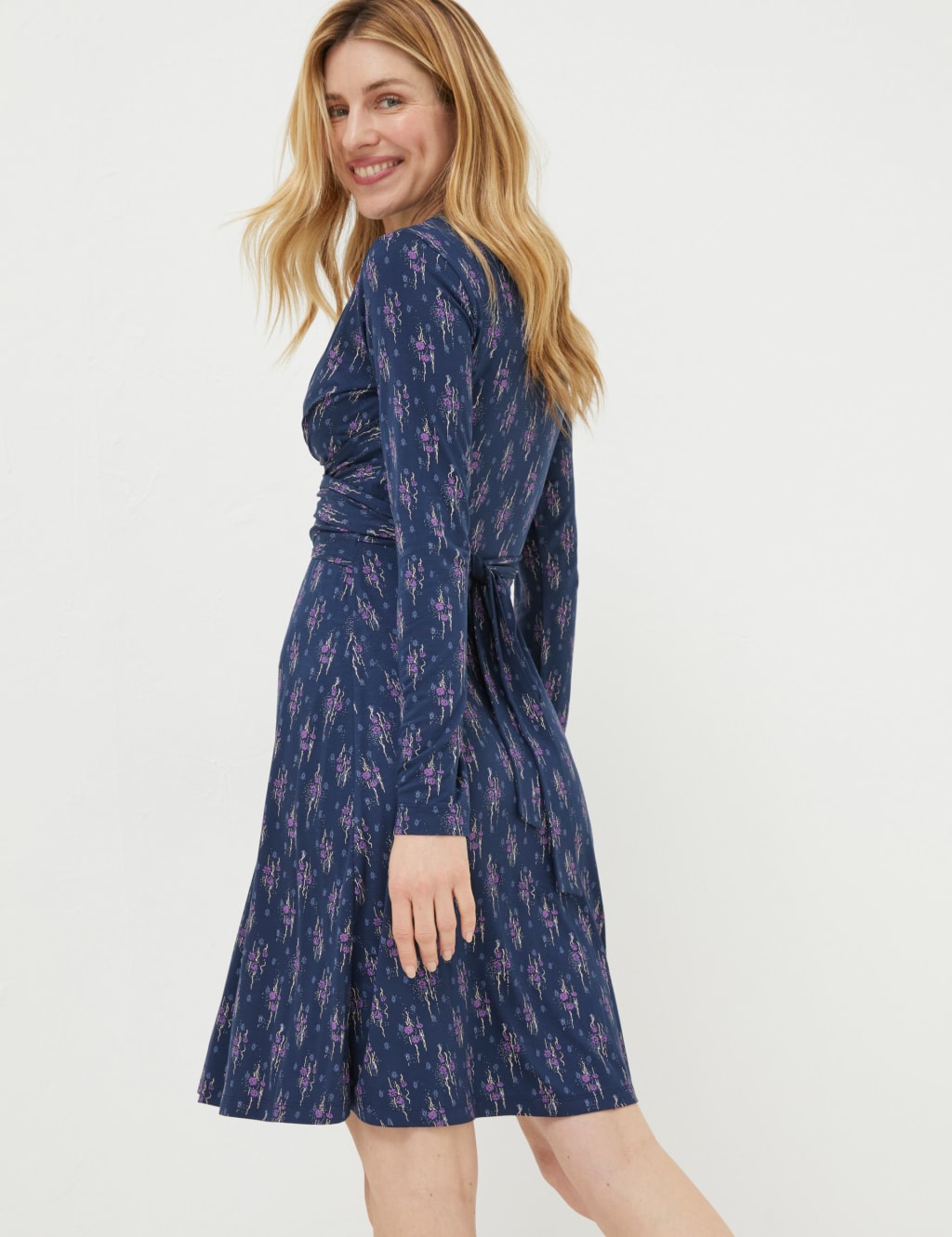 Jersey Printed V-Neck Wrap Dress image 3