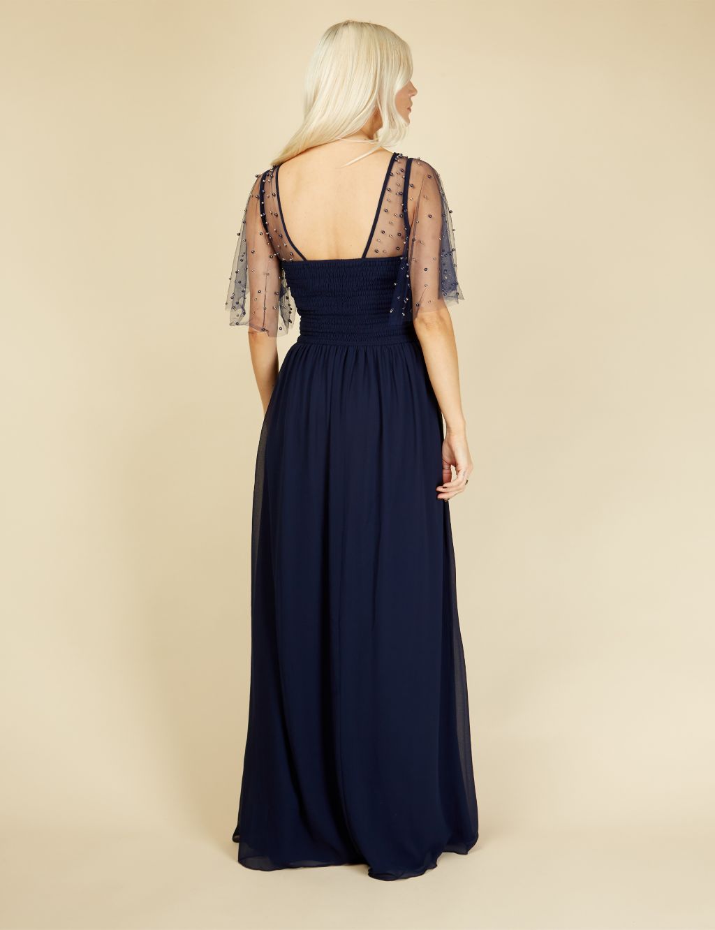 Embellished Angel Sleeve Maxi Waisted Dress image 4