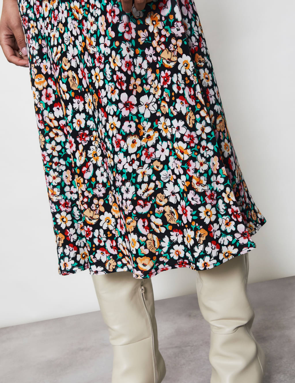 Floral Midi A-Line Skirt image 3