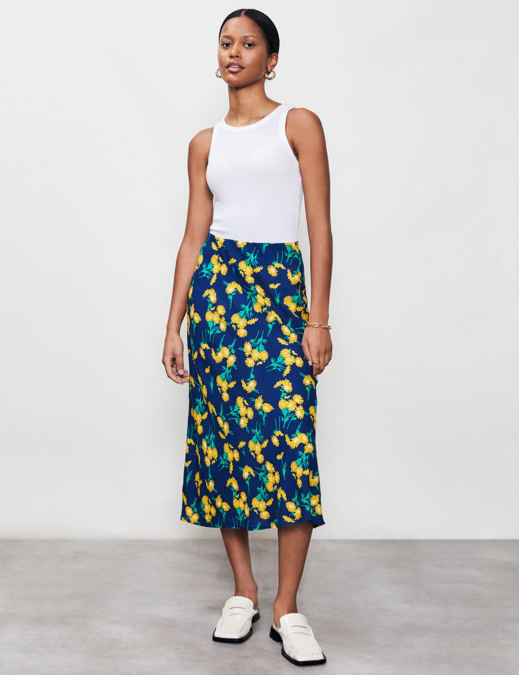 Floral A-Line Midi Skirt image 1