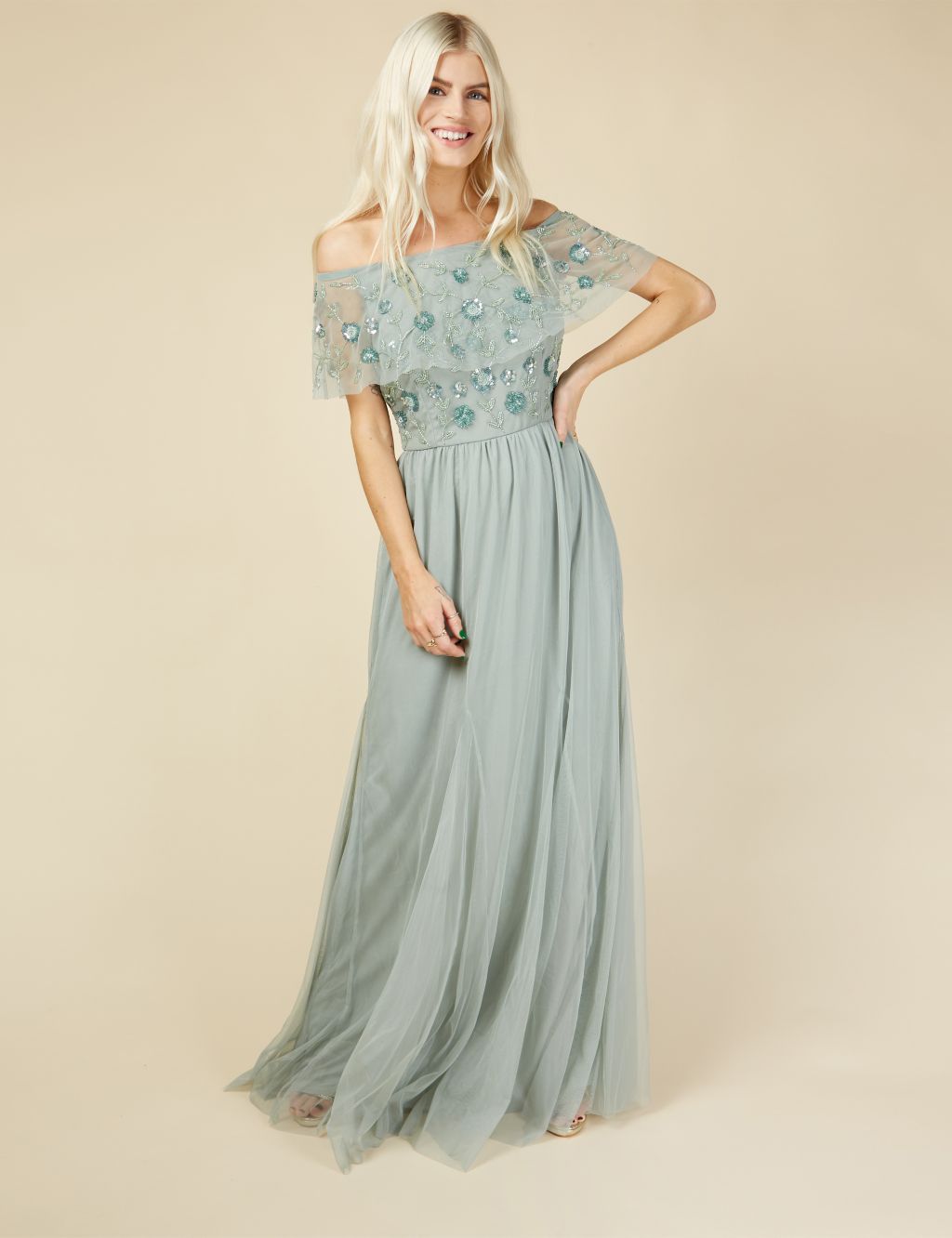Embellished Bardot Maxi Dress image 1