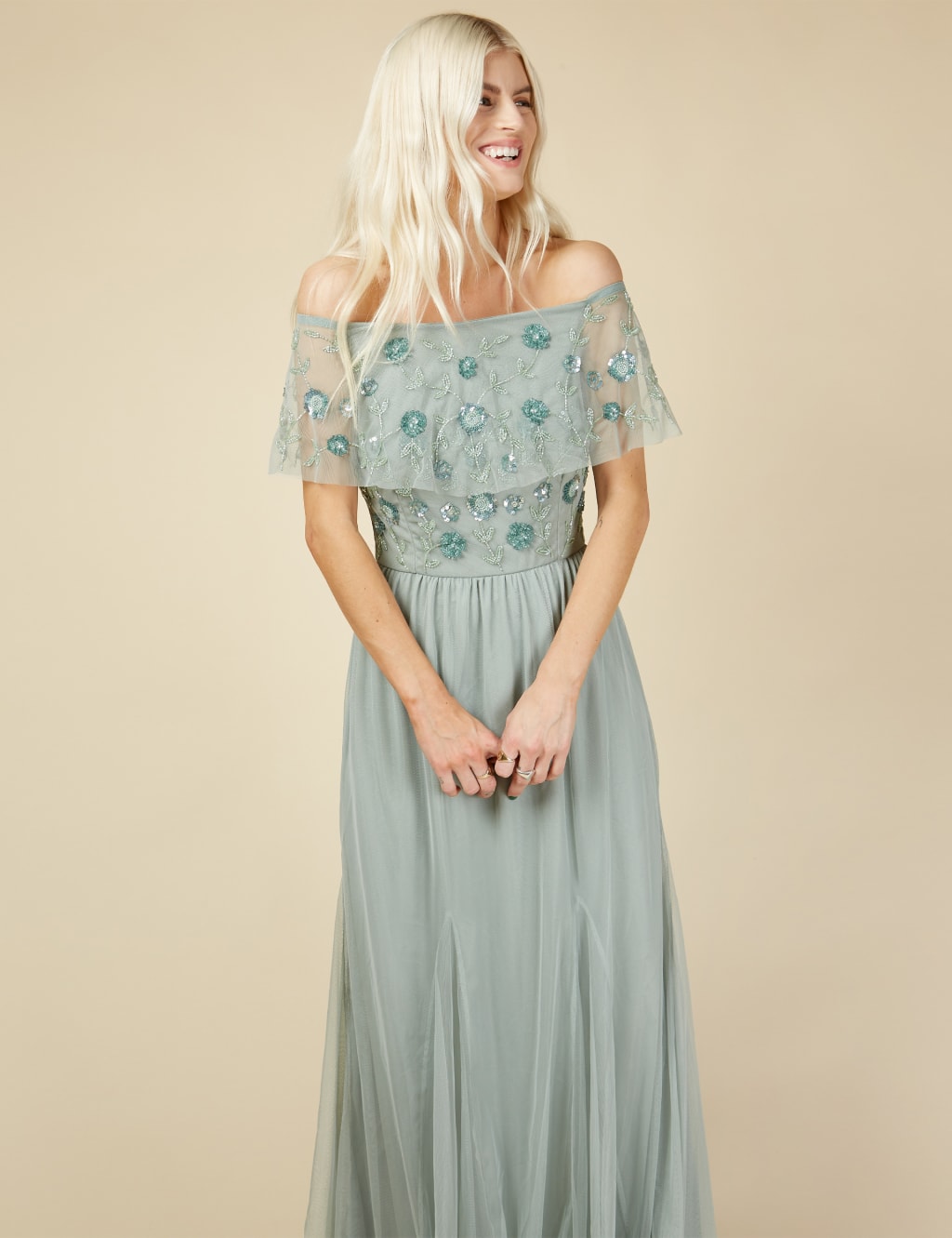 Embellished Bardot Maxi Dress image 2