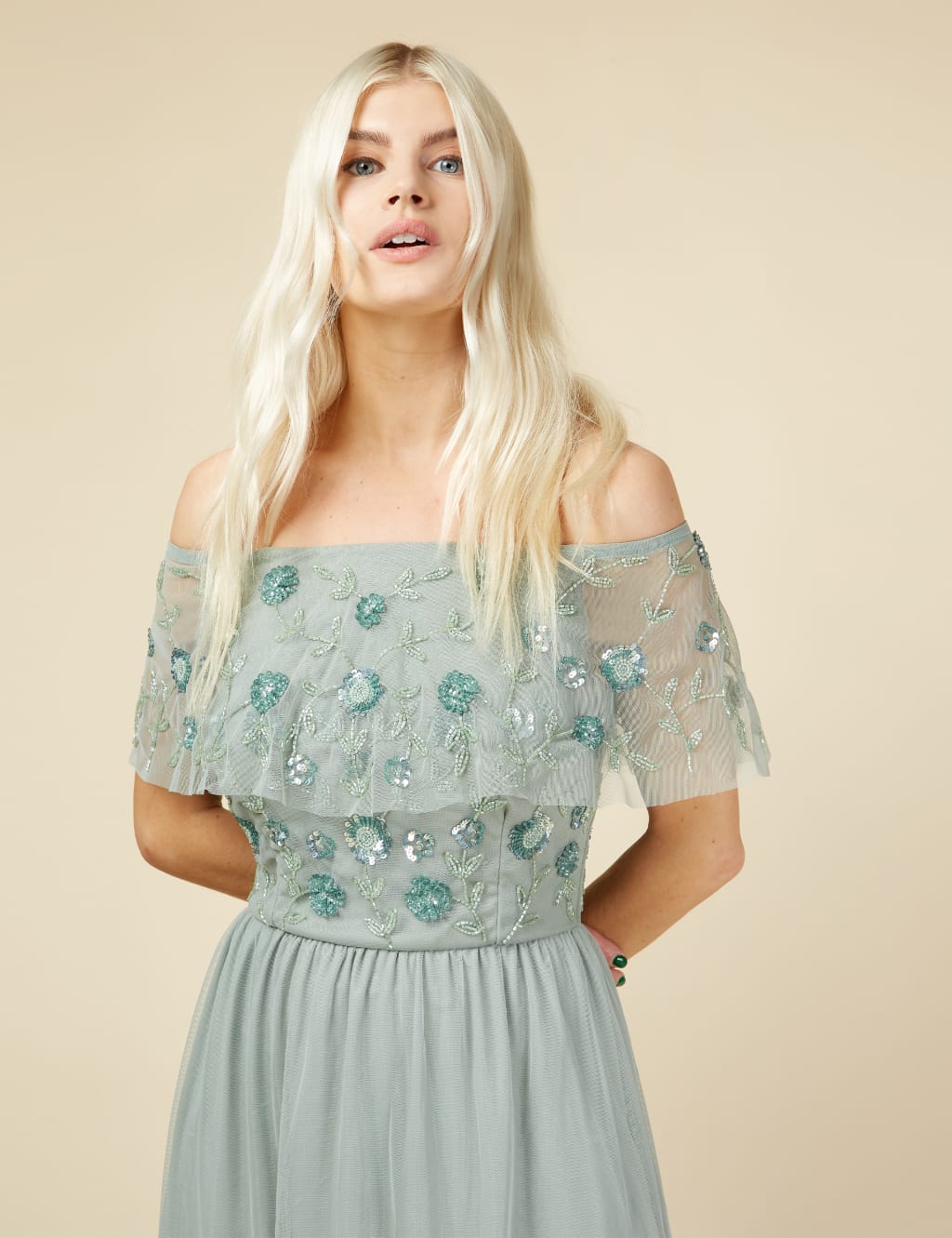 Embellished Bardot Maxi Dress image 3