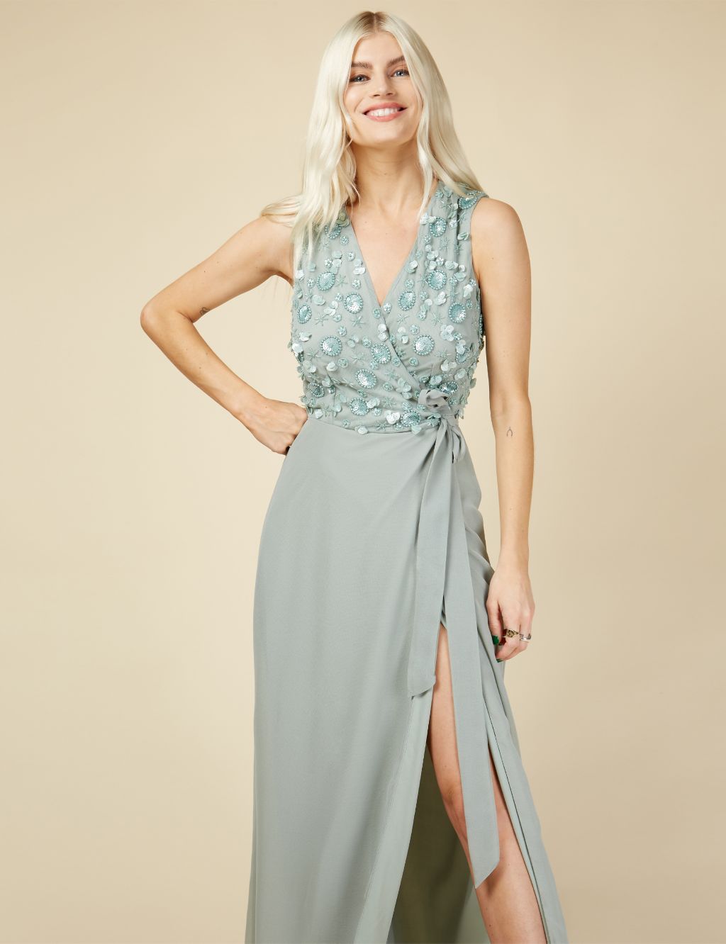 Embellished Maxi Wrap Bridesmaid Dress image 2