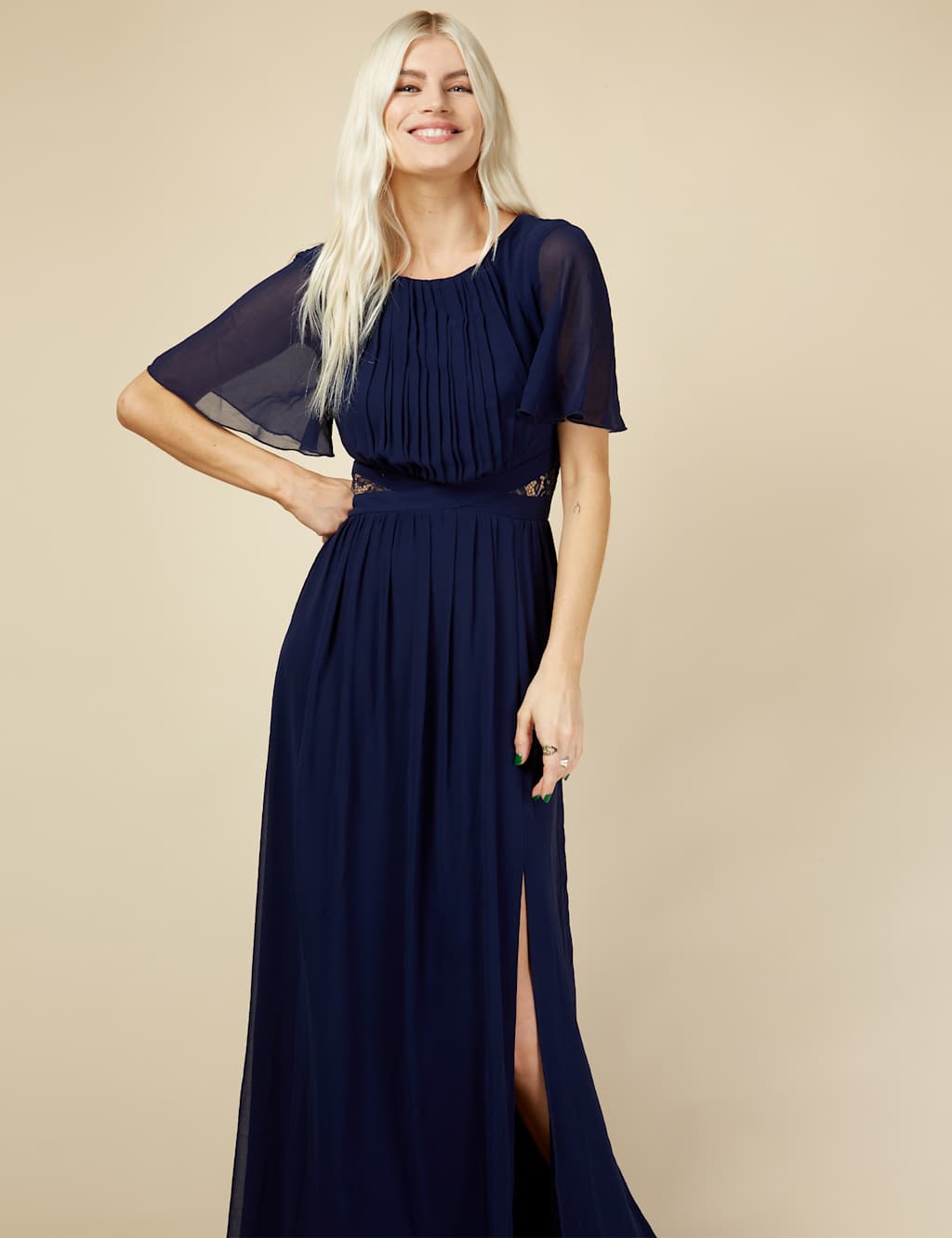 Angel Sleeve Maxi Waisted Dress image 2