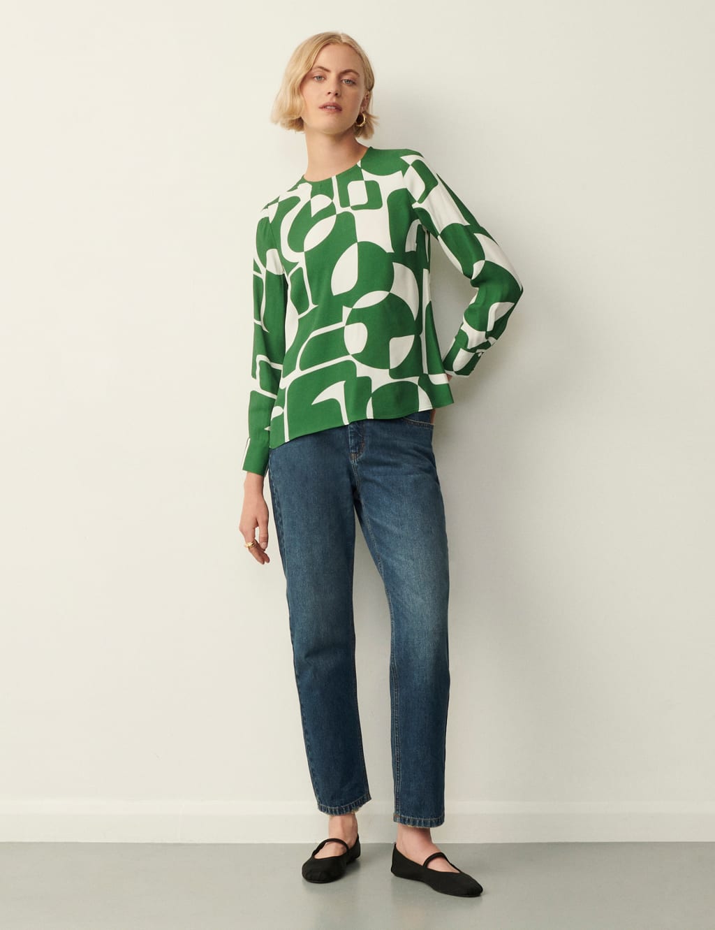 Printed Round Neck Blouse image 1