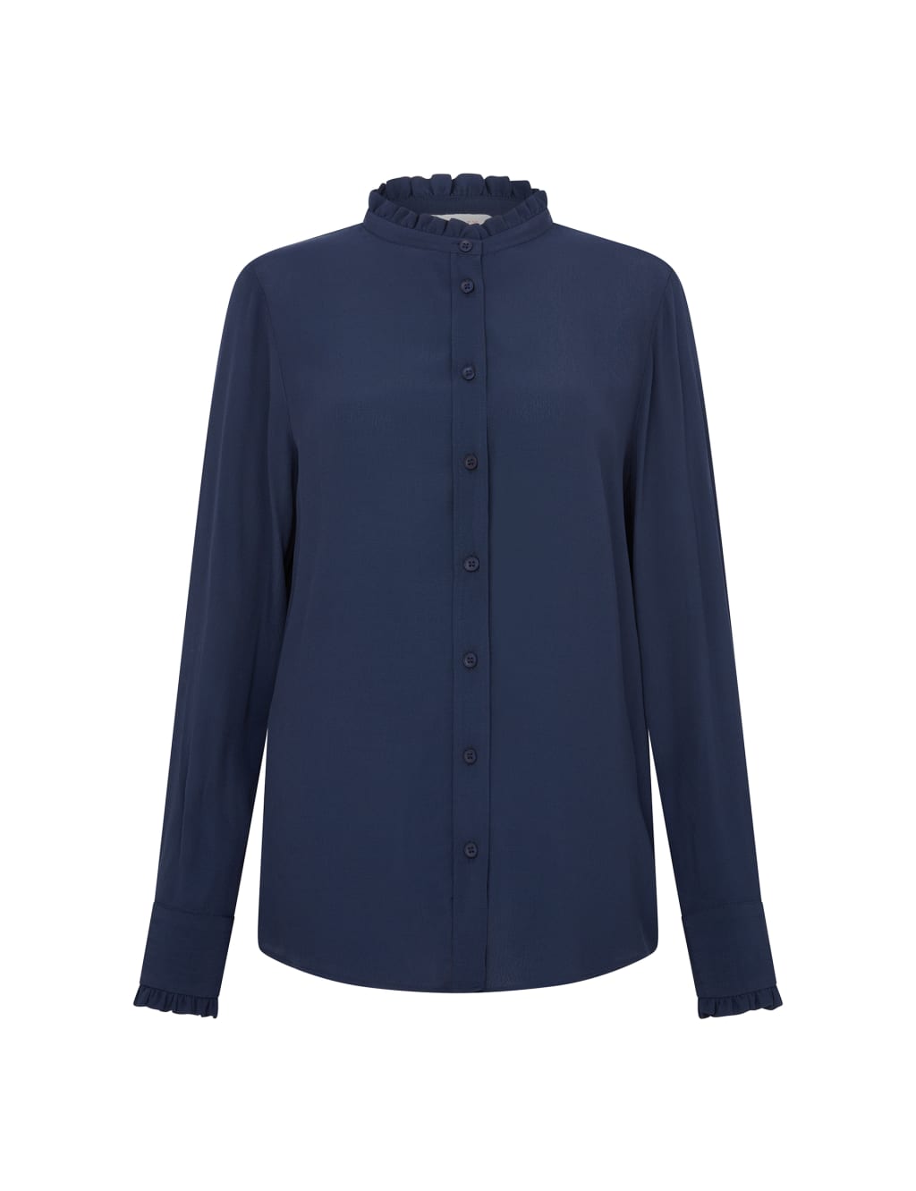 High Neck Frill Detail Button Through Blouse image 1