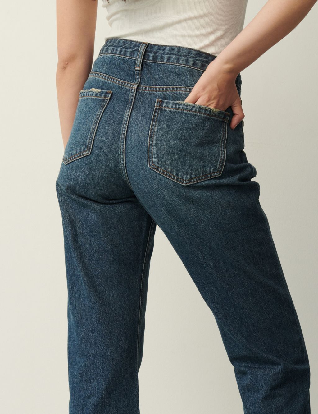 High Waisted Straight Leg Ankle Grazer Jeans image 5