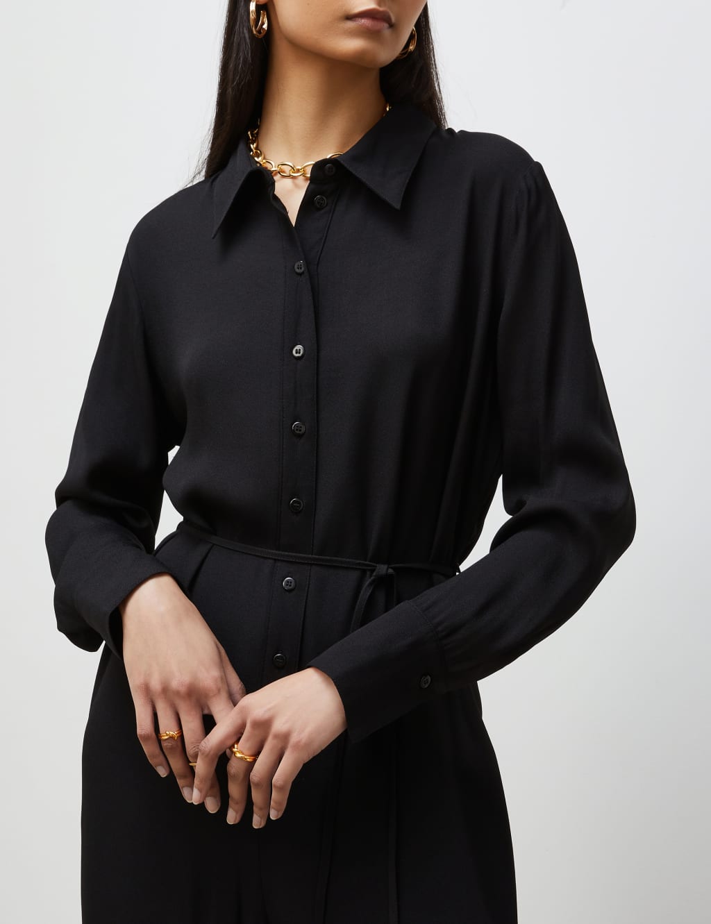 Belted Button Front Wide Leg Jumpsuit image 3