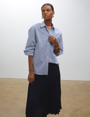 Finery London Women's Cotton Rich Striped Collared Shirt - 18 - Navy Mix, Navy Mix