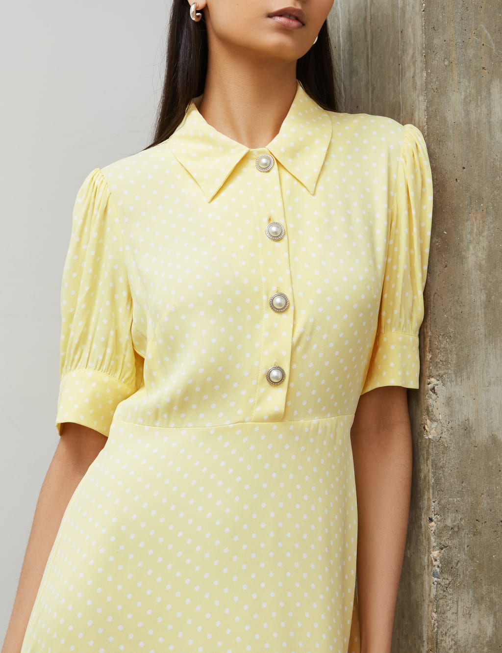 Polka Dot Midi Waisted Dress image 3