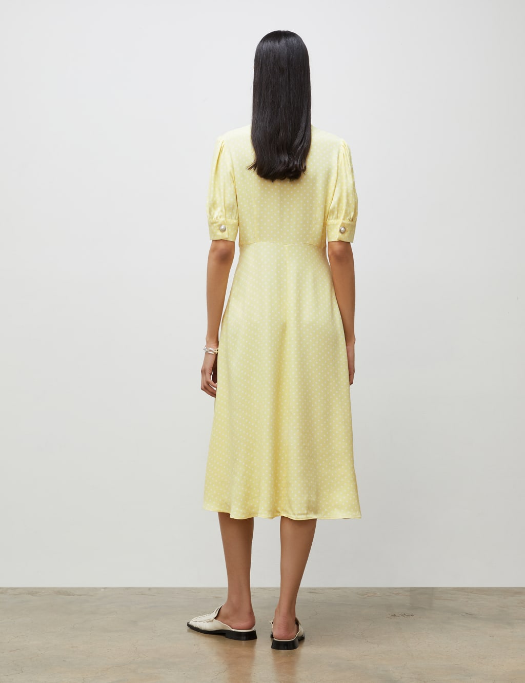 Polka Dot Midi Waisted Dress image 4