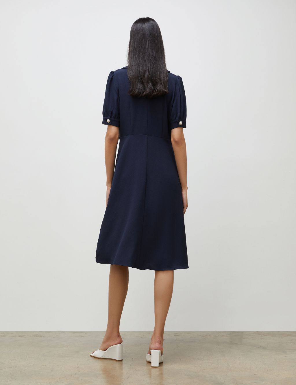 Collared Button Feature Midi Waisted Dress image 4