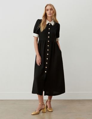 Finery London Womens Collared Midaxi Shirt Dress - 10 - Black, Black