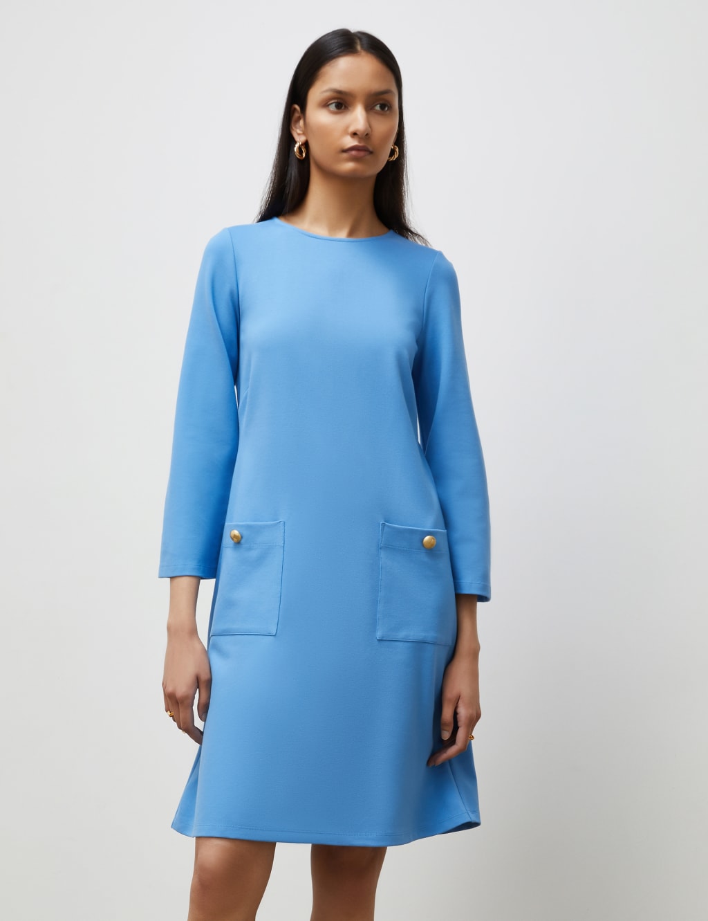 Button Detail Knee Length Shift Dress image 2