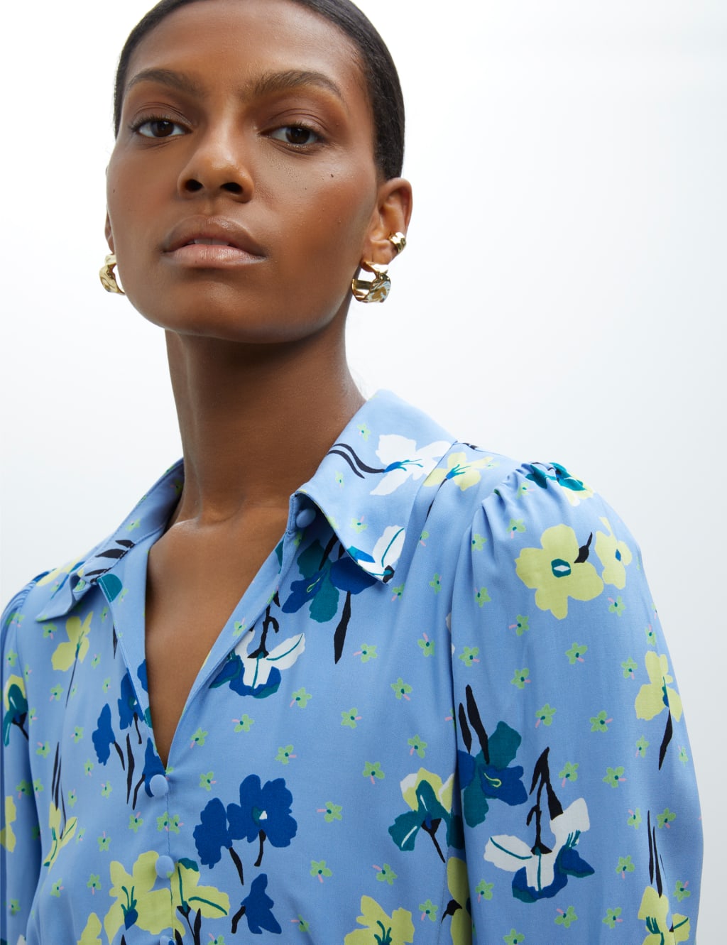 Floral Button Front Midi Waisted Dress image 5
