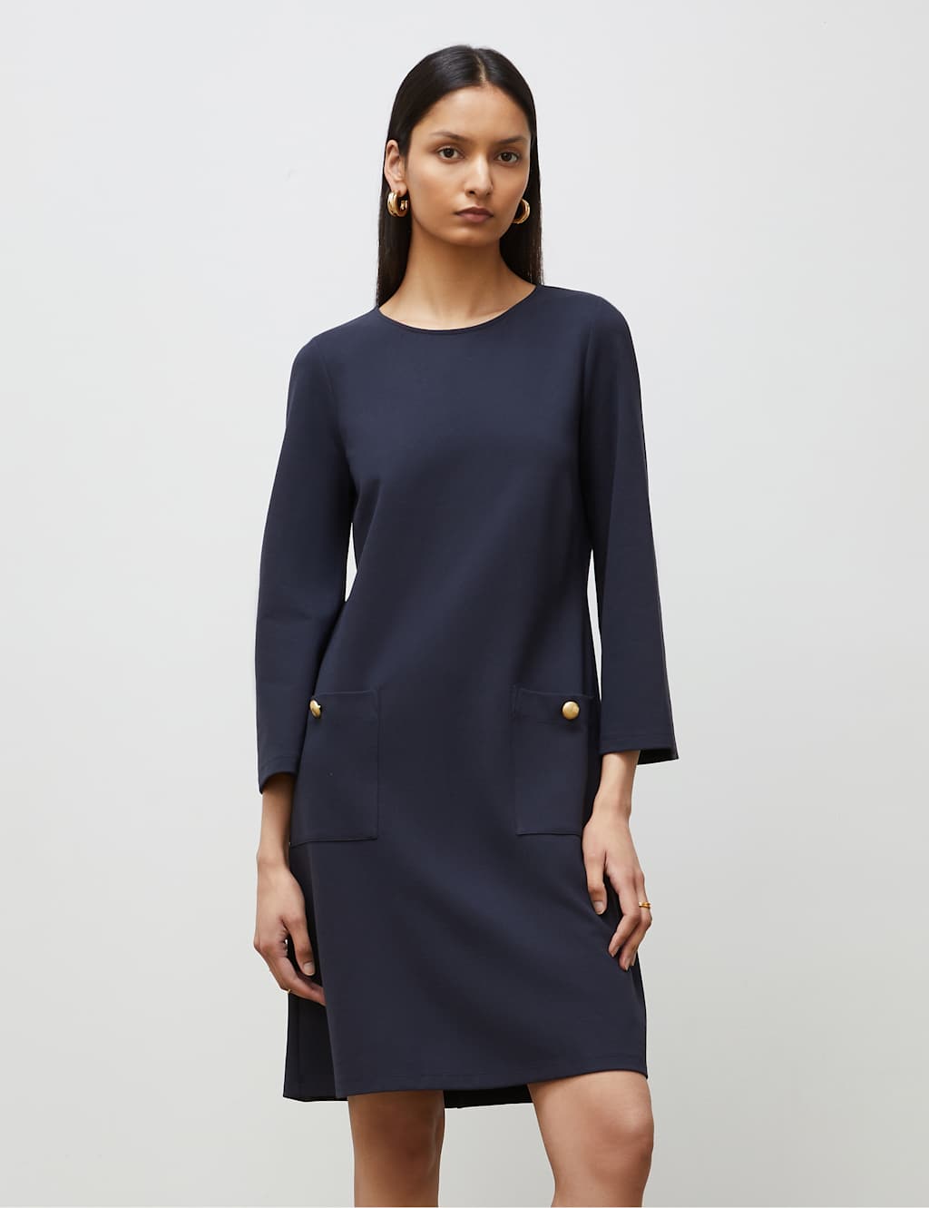 Round Neck Knee Length Shift Dress image 2