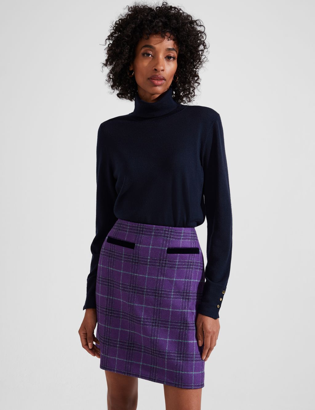 Pure Wool Checked Mini A-Line Skirt image 1