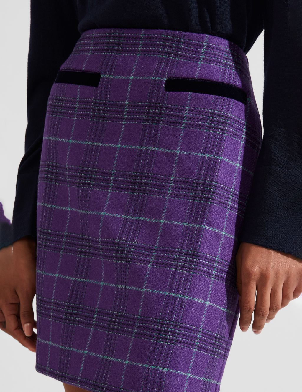 Pure Wool Checked Mini A-Line Skirt image 3