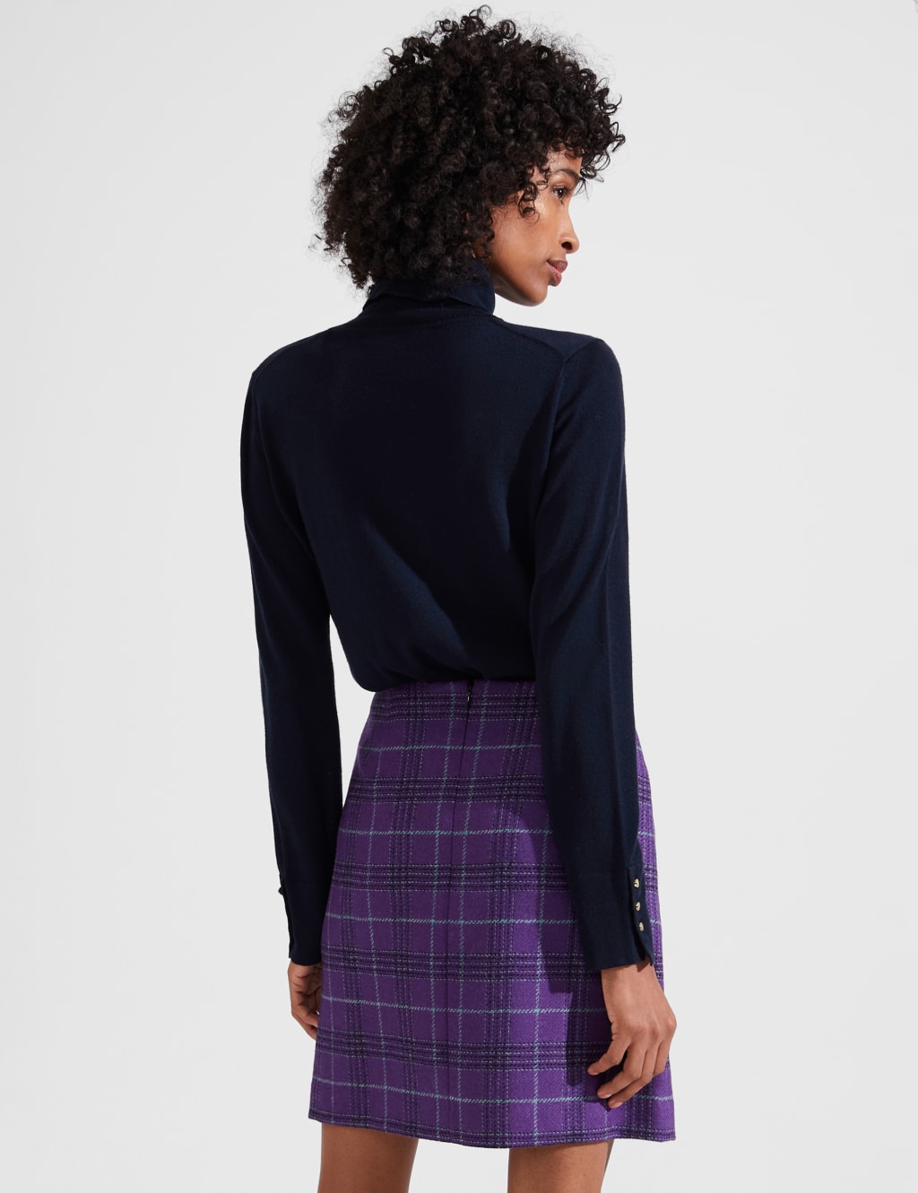 Pure Wool Checked Mini A-Line Skirt image 4
