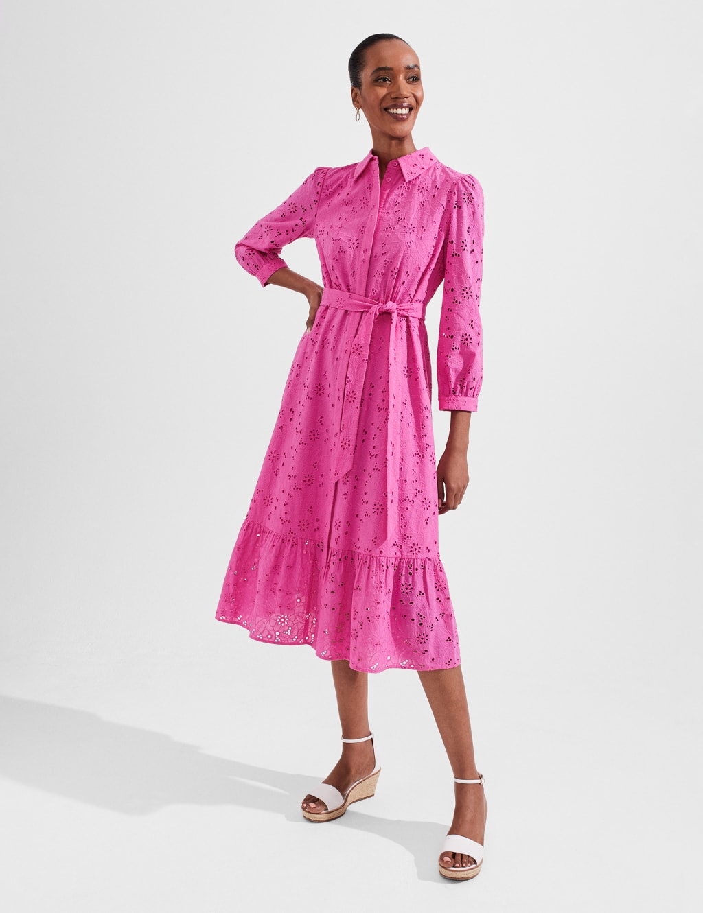 Pure Cotton Broderie Midi Swing Dress image 1