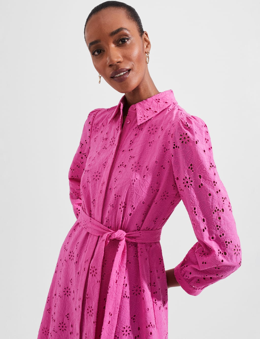 Pure Cotton Broderie Midi Swing Dress image 3