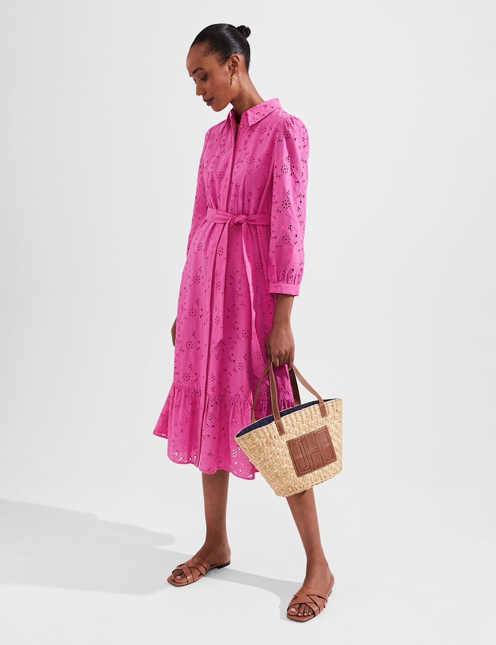 Pure Cotton Broderie Midi Swing Dress image 7