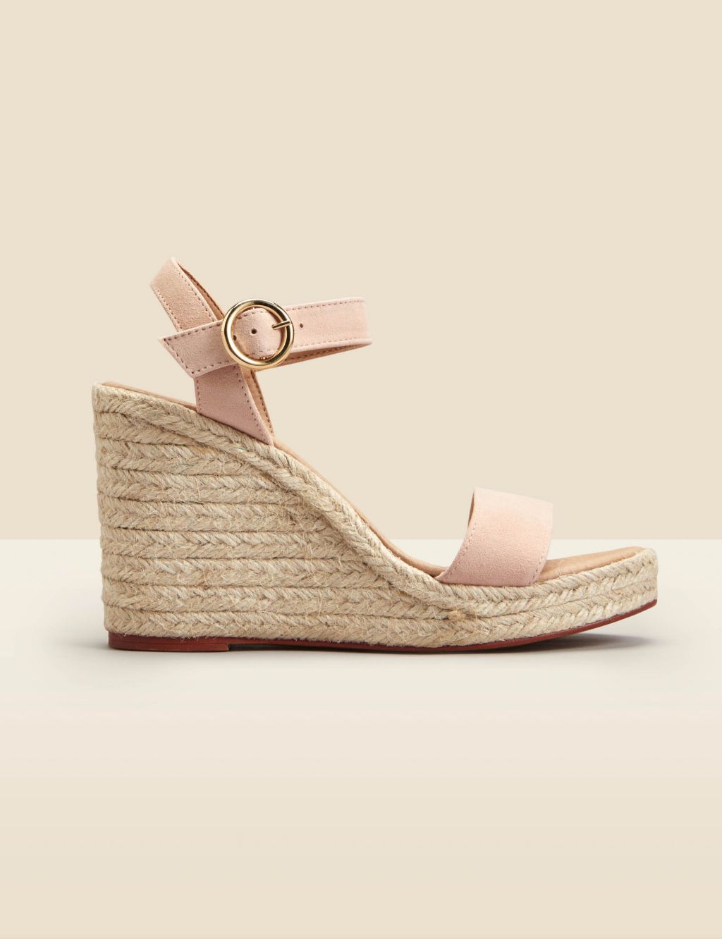Suede Buckle Ankle Strap Wedge Espadrilles image 1