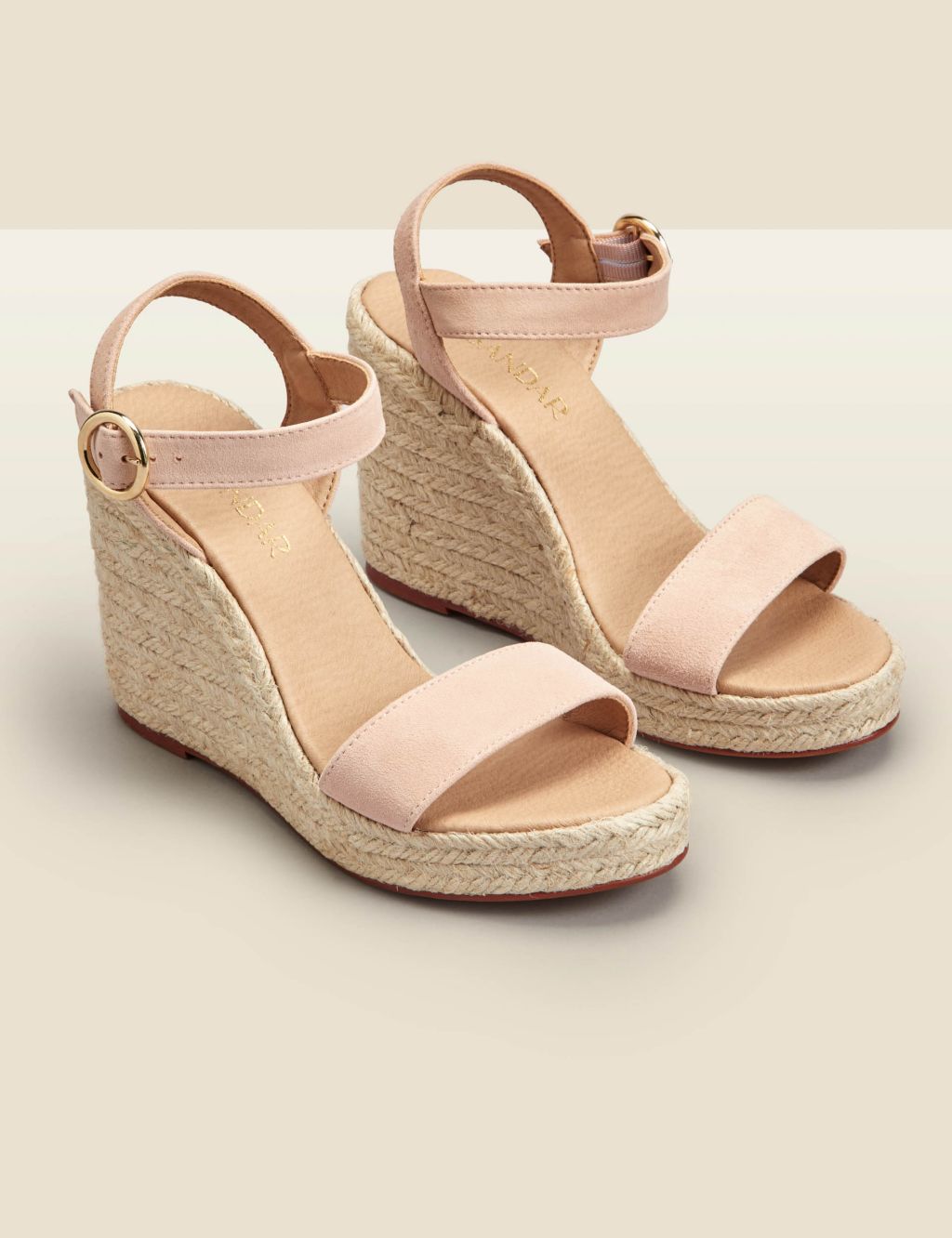 Suede Buckle Ankle Strap Wedge Espadrilles image 2
