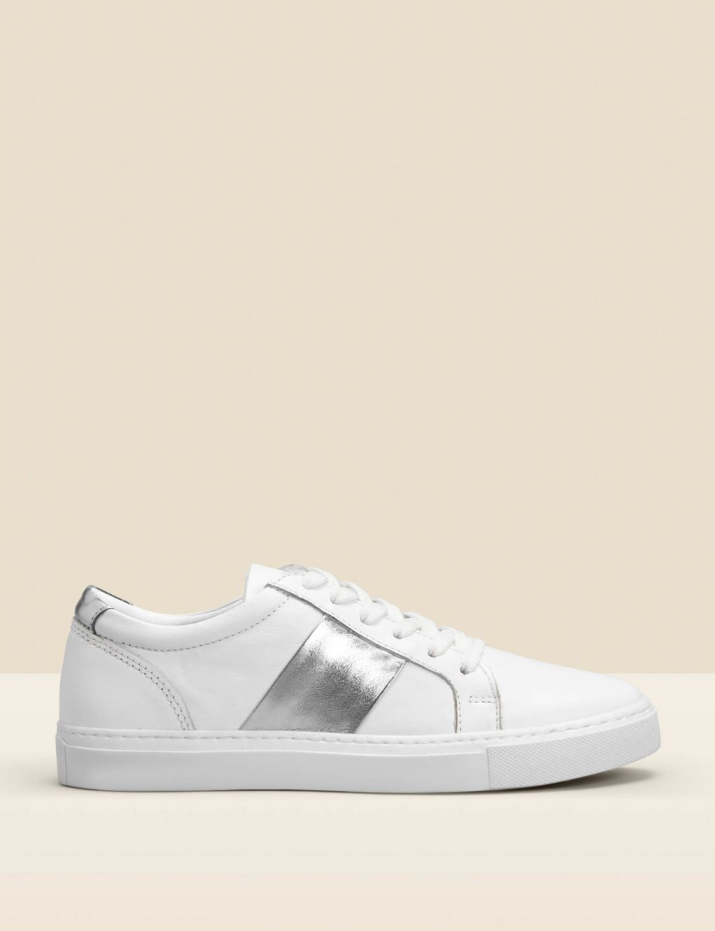 Leather Lace Up Metallic Stripe Trainers image 1