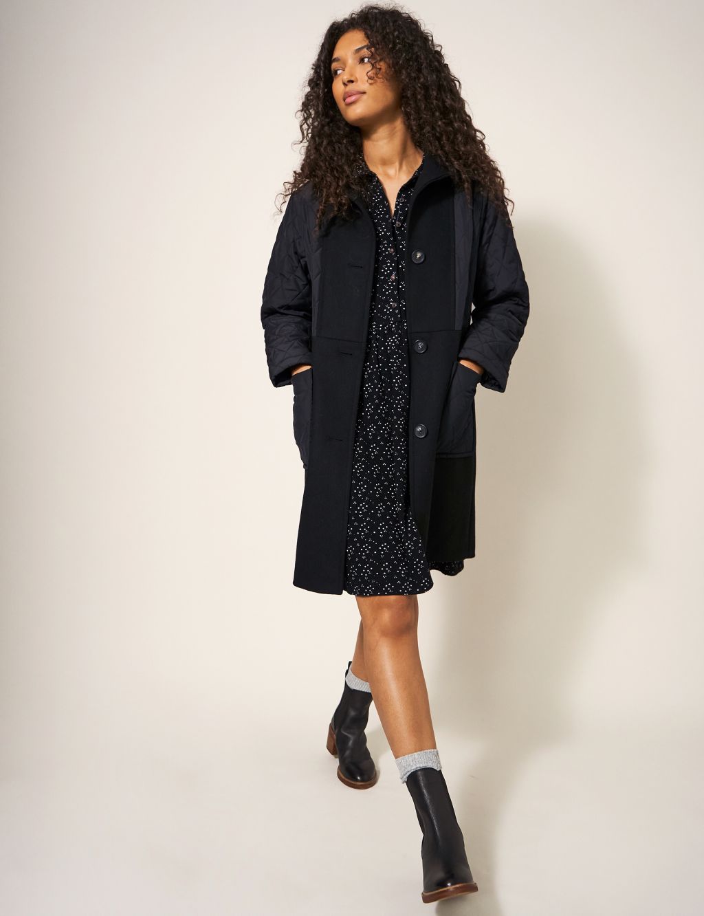Textured Pea Coat with Wool image 1